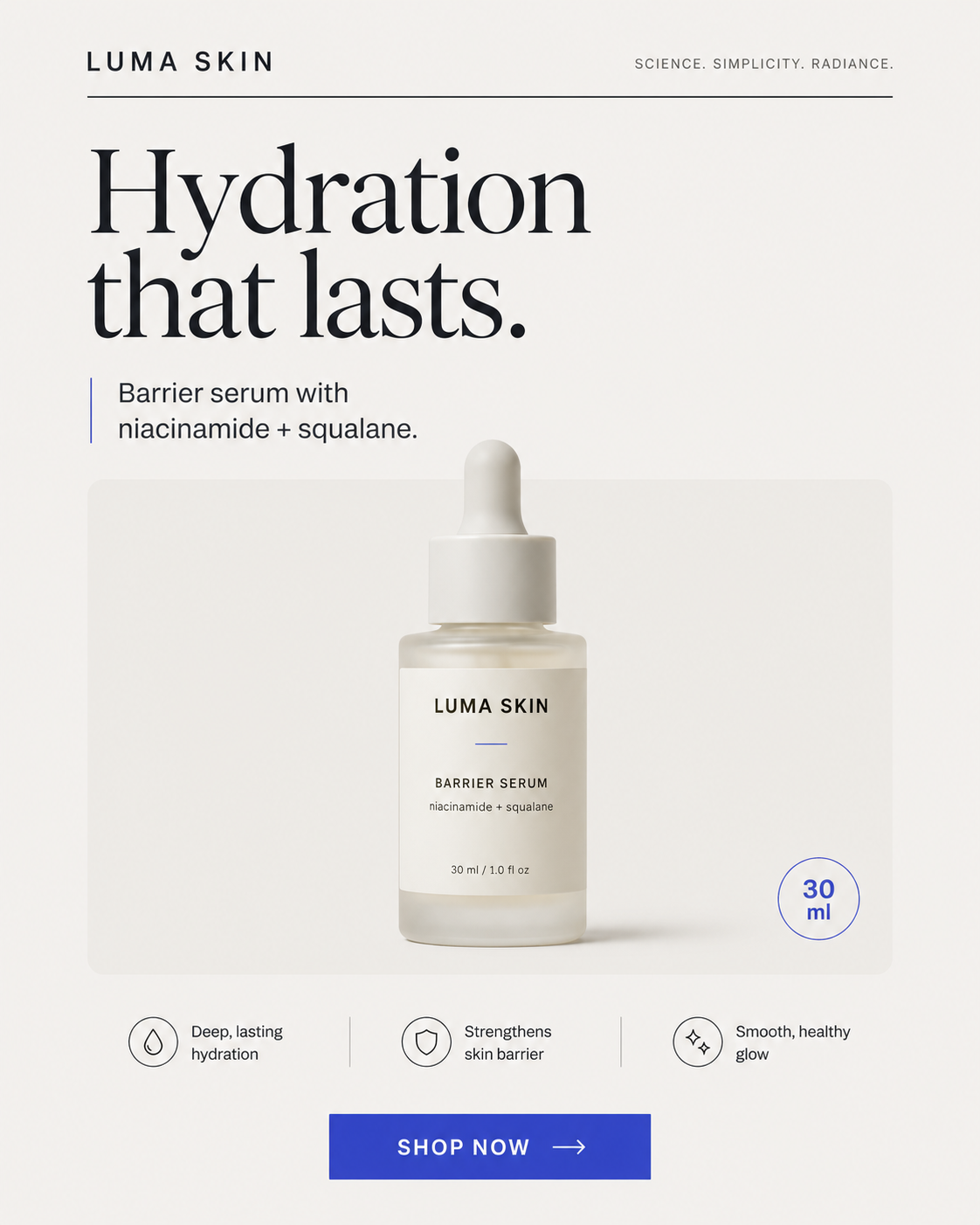 Original Luma Skin hydration serum advertisement