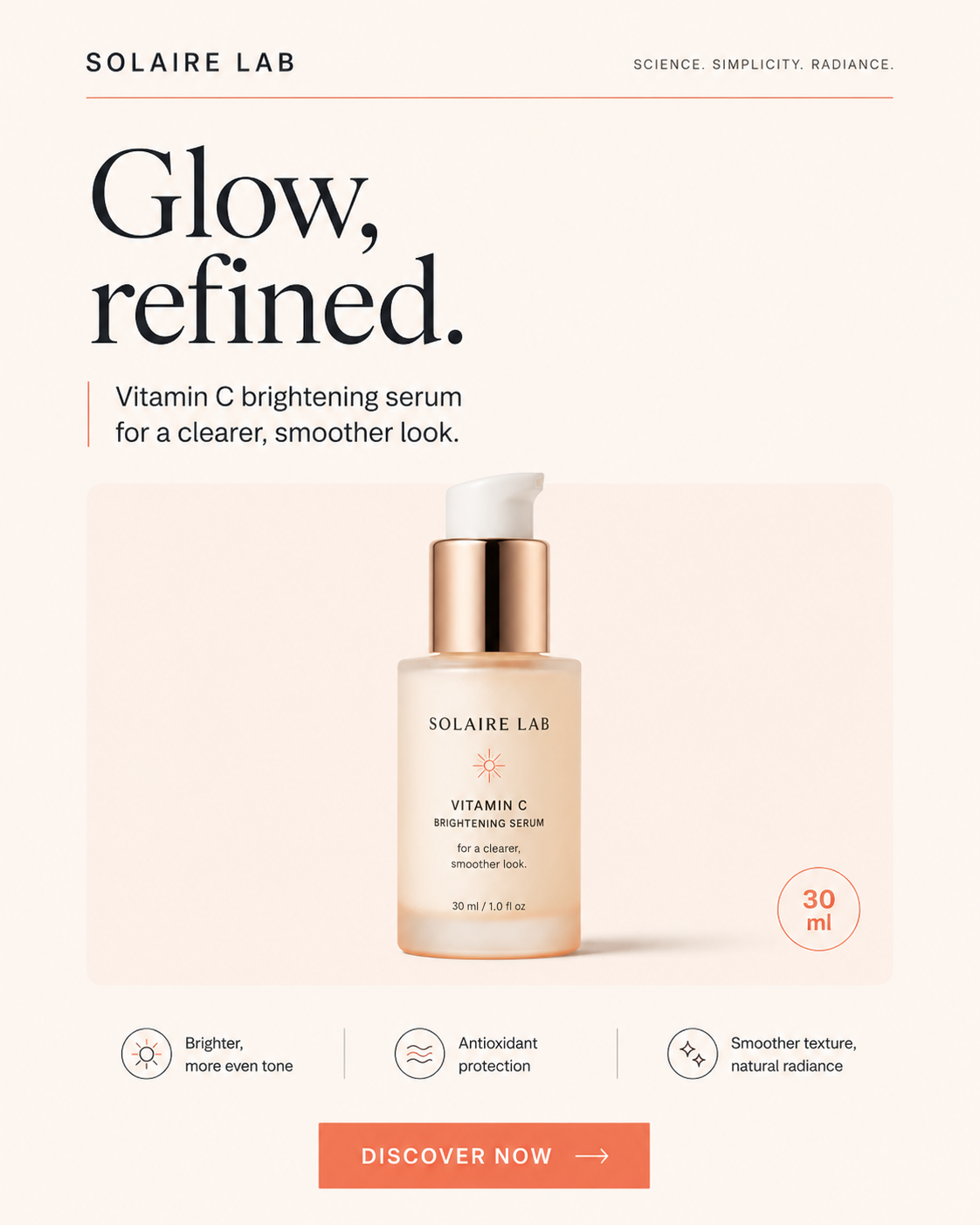 Reconstructed advertisement restyled as a Solaire Lab vitamin C serum campaign